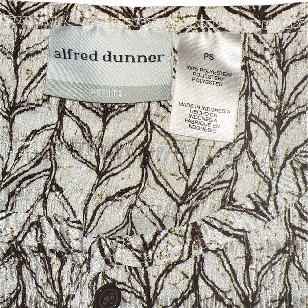 Alfred Dunner vintage Black and White Leaf Pattern Top - Picture 4 of 4